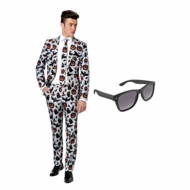 Verkleed halloween afgebeeld net heren pak maat 46 (s) gratis zonnebr